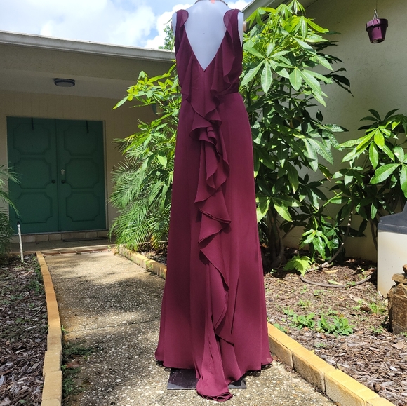 David's Bridal Red Wine Formal Long Gown Size 2 - Picture 9 of 16